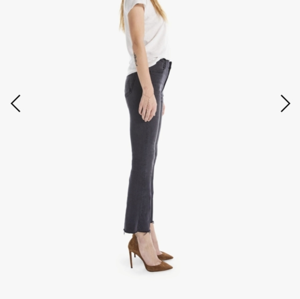 Mother charcoal stretch button fly kick flare jean 27
